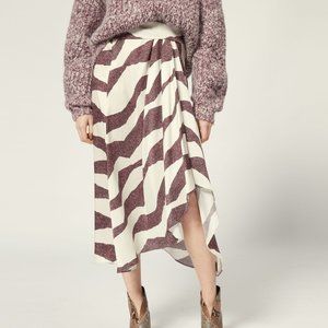 Isabel Marant Rebeca Midi Asymmetrical Silk Skirt, Ecru Size 36 US 4 Small New!